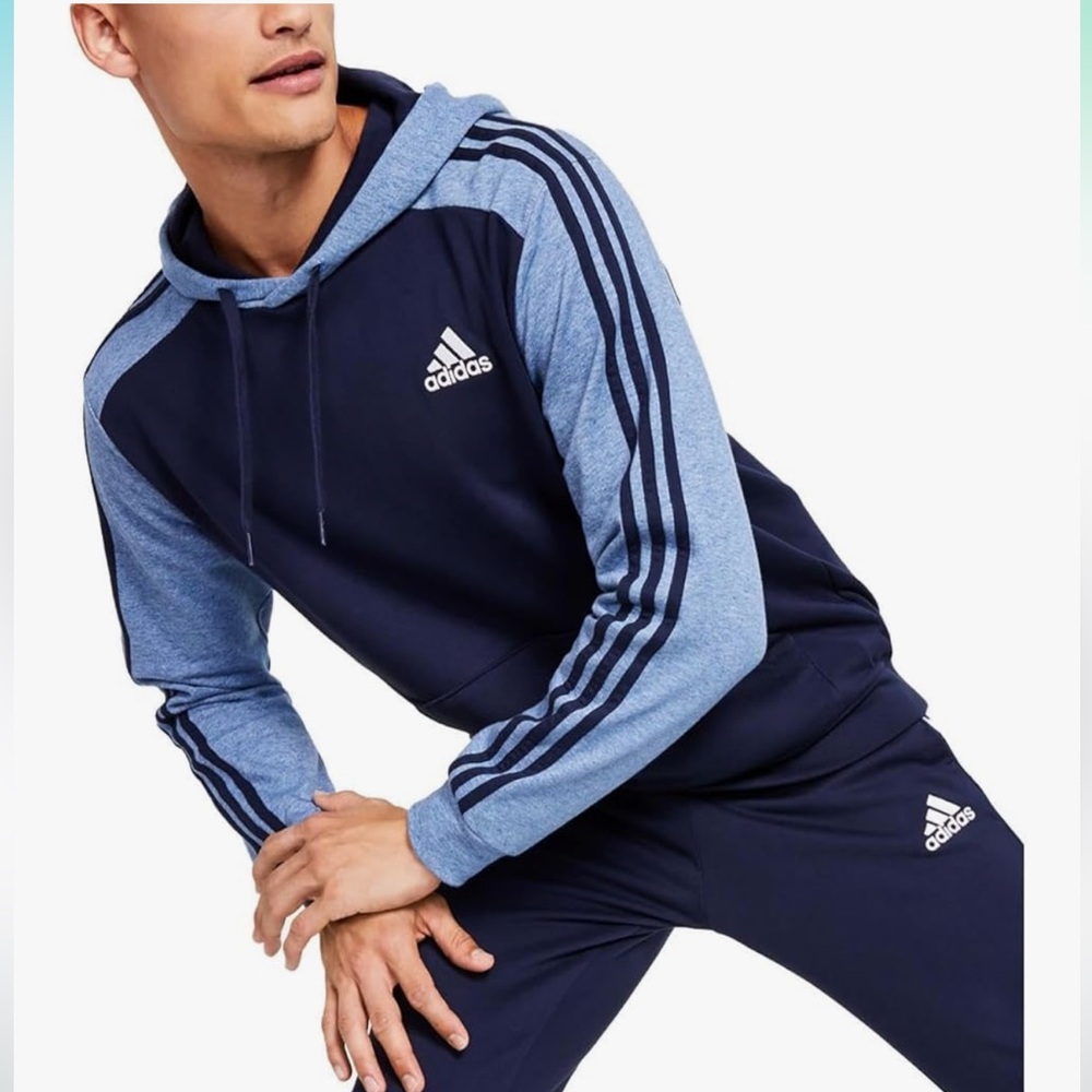 Adidas Navy and Blue Hoodie
